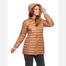 Przejściowa PUCHOWA kurtka damska BEŻOWA  z kapturem MORAJ